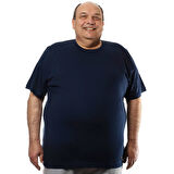 M-221 Erkek T-Shirt Süprem Bisiklet Yaka Kısa Kol 8XL LACİVERT