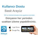 4 Kameralı Kare 4 Dış Kamera Set 500 GB HDD Dahil Full HD Renkli Gece Görüşlü Güvenlik Kamerası Sistemi