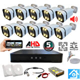 ARNA 10 KAMERALI 5 MP SESLİ WARM LED WATERPROOF 3.6 MM LENS H.265 AHD GÜVENLİK SETİ - ST510B