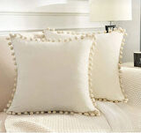 Sylar 2'li ponponlu kırlent kılıf seti 40 x 40 Krem