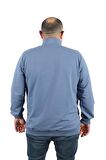 Starbattal Büyük Beden Basic Mevsimlik Fermuarlı Sweatshirt 22750 MAVI