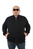 Starbattal Büyük Beden Basic Mevsimlik Fermuarlı Sweatshirt 22750 SIYAH