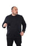 Starbattal Büyük Beden Sweatshirt V design 22742 LACIVERT