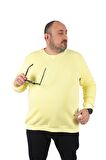 Starbattal Büyük Beden Sweatshirt V design 22742 SARI