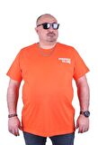 Starbattal Büyük Beden Sıfır Yaka Tişört Paradise İsland 23103 TURUNCU