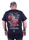 Starbattal Büyük Beden Sıfır Yaka Tişört Fly İn The Sky 23110 LACIVERT