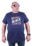 Starbattal Büyük Beden Erkek Baskılı Tişört Black 23127 Marin