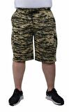 Starbattal Büyük Beden Commando Camouflage Erkek Penye Şort 23606 Askeri Yeşil