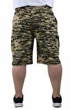 Starbattal Büyük Beden Commando Camouflage Erkek Penye Şort 23606 Askeri Yeşil