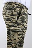 Starbattal Büyük Beden Commando Camouflage Erkek Penye Şort 23606 Askeri Yeşil