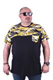 Starbattal Büyük Beden Cepli Camouflage Erkek Tişört 23145 HARDAL