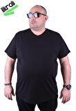 Starbattal Erkek Büyük Beden Likralı Basic V Yaka Tişört 11170 SIYAH