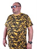Starbattal Büyük Beden Tişört Sıfır Yaka Beach Palm 23150 SARI