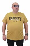 Starbattal Erkek Büyük Beden Sıfır Yaka Tişört Varsity 23184 Limon