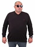 Starbattal Büyük Beden Selanik V Yaka Classic Sweat 23201 SIYAH