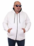 Starbattal Büyük Beden Unisex Kapüşonlu 3ip Sweat 11701 EKRU