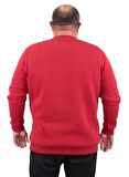 Starbattal Erkek Büyük Beden Sıfır Yaka Sweat Conture Club 23203 KIRMIZI