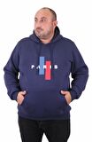 Starbattal Erkek Büyük Beden Kapuşonlu Sweat Paris 23209 INDIGO