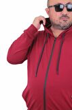 Starbattal Büyük Beden Basic Mevsimlik Fermuarlı Kapüşonlu Sweat 22751 BORDO
