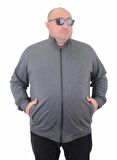 Starbattal Büyük Beden Basic Mevsimlik Fermuarlı Sweatshirt 22750 GRI MELANJ