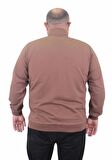 Starbattal Büyük Beden Basic Mevsimlik Fermuarlı Sweatshirt 22750 TABA