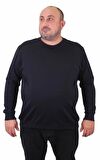 Starbattal Büyük Beden Sıfır Yaka Classic Sweat 23216 LACIVERT
