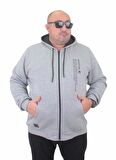Starbattal Fermuarlı Kapuşonlu Büyük Beden Sweat Adventure 23220 GRI MELANJ