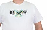 Starbattal Erkek Büyük Beden Sıfır Yaka Tişört Be Happy 24131 BEYAZ