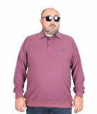 Starbattal Erkek Büyük Beden Polo Yaka Sweat Feel Good 24408 Eflatun