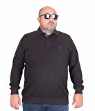 Starbattal Erkek Büyük Beden Polo Yaka Sweat Feel Good 24408 SIYAH