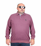 Starbattal Erkek Büyük Beden Polo Yaka Sweat Moc Grande 24410 Eflatun