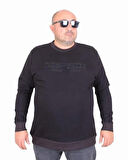 Starbattal Erkek Büyük Beden Sıfır Yaka 3ip Sweat Respect 24205 SIYAH