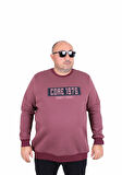 Starbattal Erkek Büyük Beden Sıfır Yaka 3ip Sweat Core 1975 24209 Eflatun