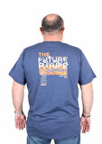 Starbattal Erkek Büyük Beden Sıfır Yaka Tişört The Future 25138 INDIGO