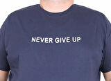 Starbattal Erkek Büyük Beden Sıfır Yaka Tişört Never Give Up 25140 LACIVERT