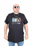 Starbattal Erkek Büyük Beden Sıfır Yaka Tişört Surf 25144 SIYAH