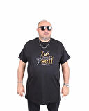 Starbattal Erkek Büyük Beden Sıfır Yaka Tişört Be Self 25149 SIYAH