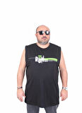 Starbattal Büyük Beden Baskılı Kolsuz Tişört Think Fast Run 25152 SIYAH