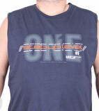 Starbattal Büyük Beden Baskılı Kolsuz Tişört Step Up Level 25155 LACIVERT