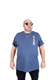 Starbattal Erkek Büyük Beden Sıfır Yaka Tişört Stand Up 25158 INDIGO