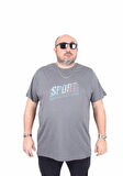Starbattal Erkek Büyük Beden Sıfır Yaka Tişört Sport 25162 FUME