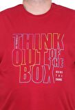 Starbattal Erkek Büyük Beden Sıfır Yaka Tişört Think Out Box 25163 BORDO