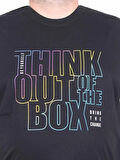 Starbattal Erkek Büyük Beden Sıfır Yaka Tişört Think Out Box 25163 SIYAH