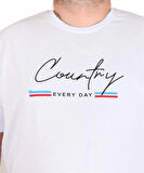 Starbattal Erkek Büyük Beden Sıfır Yaka Tişört Country 25174 BEYAZ
