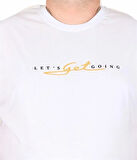 Starbattal Erkek Büyük Beden Sıfır Yaka Tişört Lets Get Going 25175 BEYAZ