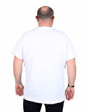 Starbattal Erkek Büyük Beden Sıfır Yaka Tişört Lets Get Going 25175 BEYAZ