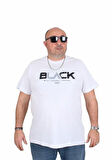Starbattal Erkek Büyük Beden Sıfır Yaka Tişört Black 25176 BEYAZ