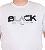 Starbattal Erkek Büyük Beden Sıfır Yaka Tişört Black 25176 BEYAZ