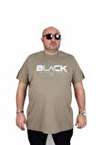 Starbattal Erkek Büyük Beden Sıfır Yaka Tişört Black 25176 HAKI