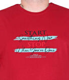 Starbattal Erkek Büyük Beden Sıfır Yaka Tişört Start Stop 25178 BORDO